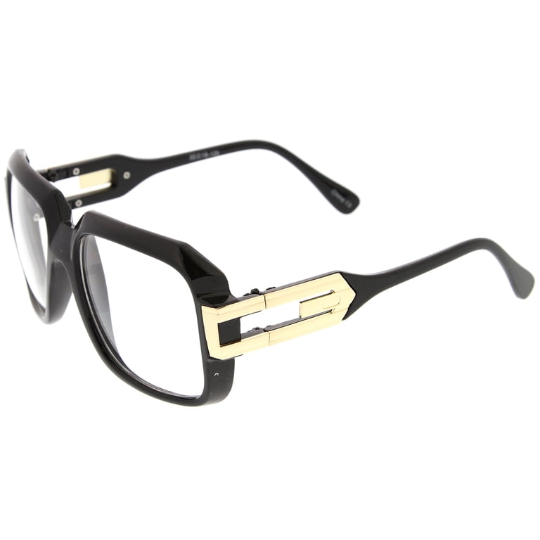 Gloss Black & Gold Retro Nerd Sunglasses - Square Clear Lens, UV400 Protection 9 thumbnail image