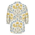 thumbnail image 5 of QASIEATN Women's Cotton Linen 3/4 Sleeve Shirt Top Summer Casual Cute Lapel Loose Comfy Blouses, 5 of 5