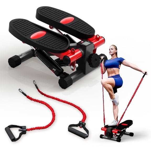 HARISON Mini Stepper with Resistance Bands, Desk Stepper for Home 330lbs Capacity, Stepper Machine with LCD Monitor