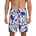 thumbnail image 2 of Picia Blue And White Porcelain Pattern Pajama Shorts for Men, Men's Pajama Bottoms, Sleepwear,Short Pajama Pants-X-Large, 2 of 9