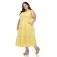 thumbnail image 3 of White Mark Women's Plus Size Scoop Neck Tiered Midi Dress, 3 of 5