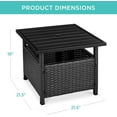 thumbnail image 2 of VibrantEcho Wicker Side Table with Umbrella Hole, Square PE Rattan Outdoor End Table for Patio, Garden, Poolside, Deck w/UV-Resistant Frame, Storage Space - Black, 2 of 13