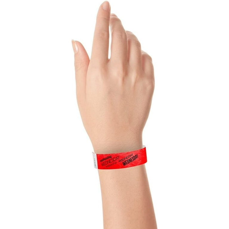 WristCo - Wednesday Neon Red Tyvek Wristbands for Events