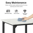 thumbnail image 3 of Baxluxe Dining Table Set for 4, Faux Marble Desktop Kitchen Table with 4 Upholstered Dining Chairs, Modern Dining Room Table Sets for Small Space, Apartment, White, 3 of 9