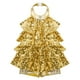 thumbnail image 5 of Niños Niñas Halter lentejuelas brillantes Ballet danza Shorty Unitard vestido con borlas moderno Jazz Latino baile de hip hop trajes de actuación, 5 of 5