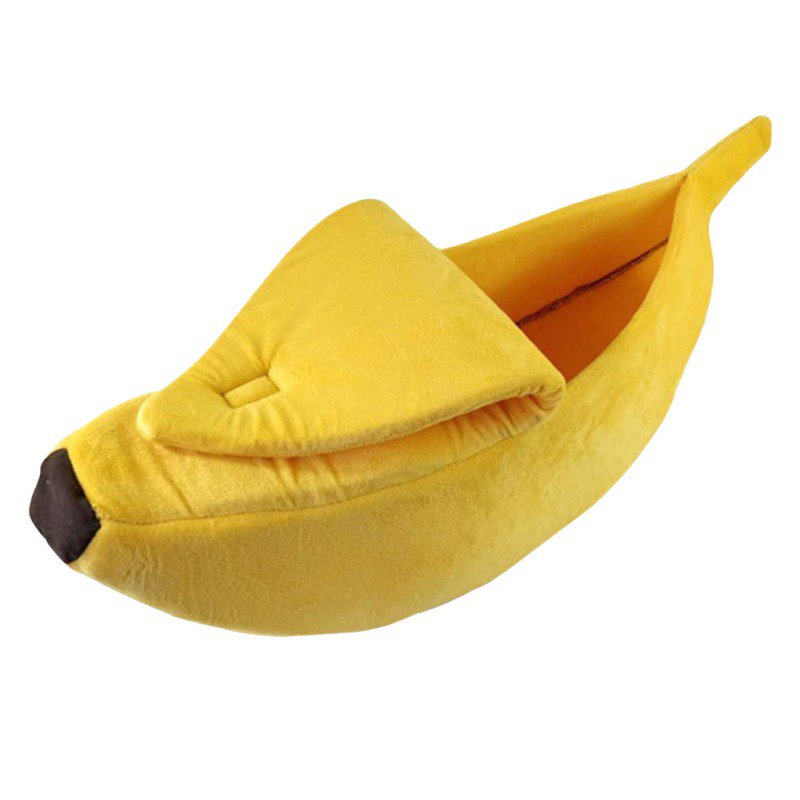 Pet Bed Banana Shape Fluffy Warm Soft Plush Breathable Bed Banana Cat