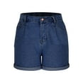 thumbnail image 6 of Women's Summer Jean Shorts Trendy Stretchy Casual High Waisted Denim Short Folded Hem Jean Shorts with Pockets, 6 of 7