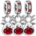 thumbnail image 1 of Colgante navideño estilo Reno XmasDeer03 3 Piezas Plata S925 Chapa Colgante Reno Navideño Plata/Rojo Caja Blanca 4x4cm., 1 of 2