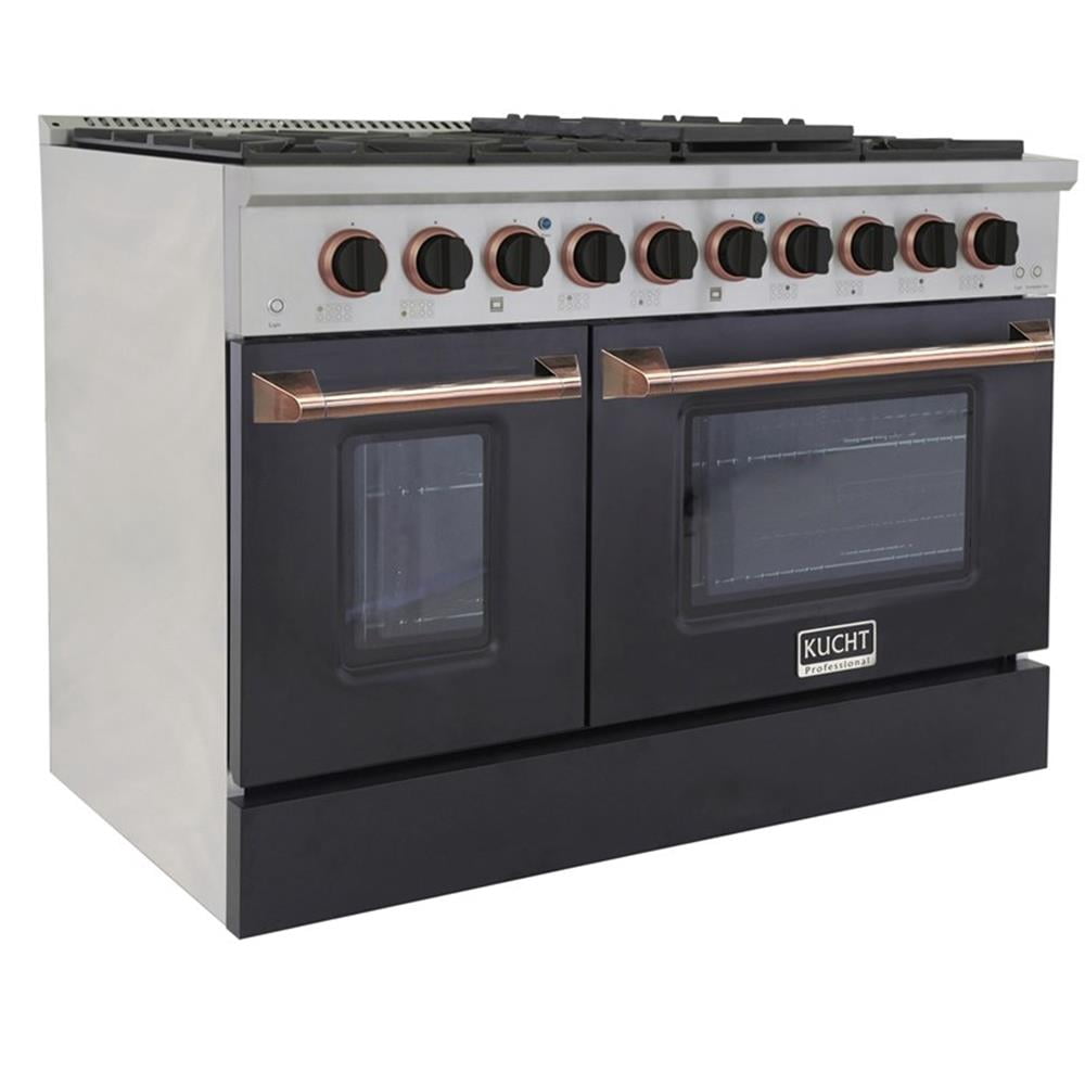 Pemberly Row 48" 6.7 cu. ft. Dual Fuel Range Natural Gas in Black & Rose Gold
