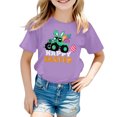 thumbnail image 4 of MUXiin Girls Easter Shirts Size 7/8 Cartoon Rabbit Short Sleeve T Shirt Soft Happy Easter Vacation Tops Clothes for Children Easter Gifts for Boys(Purple,6-7 Years), 4 of 5