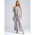 thumbnail image 3 of Mufeng Women's 3-Pieces Chiffon Pant Suit Plus Size Mother of Bride Dress Suit Wedding Party Evening Gown Gray 2XL, 3 of 9