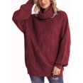 thumbnail image 6 of Sweaters for Women 2025 Fall Winter Long Sleeve High Neck Cable Knit Sweater Jumper Tops Womens Pullover Sweaters, 6 of 8