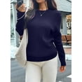 thumbnail image 4 of Women Casual Trendy Classic Pullover Sweaters Fall Outfits Navy Blue M, 4 of 8