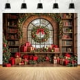 thumbnail image 4 of 7x5ft Christmas Window Backdrop Green Xmas Pine Tree Gifts Background Winter Snow Scene Holiday Wonderland Snowflake Photography Background Forest Christmas Party Decoration Photo Studio Props, 4 of 4