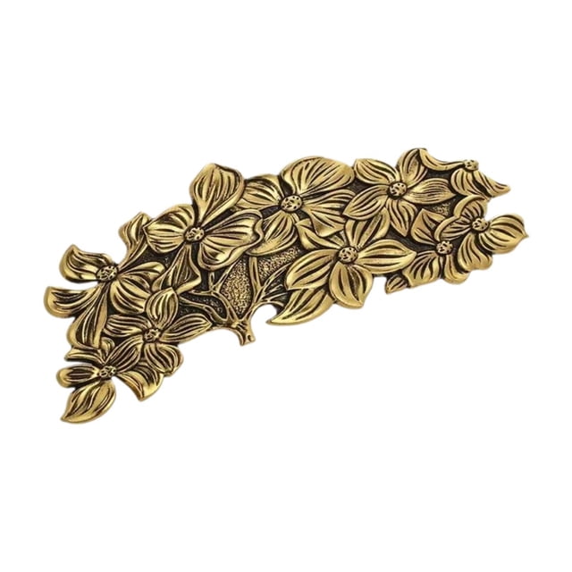 Pasador de pelo francés vintage, accesorio para el cabello, soporte para cola de caballo para maquillaje y vacaciones. Flor de oro