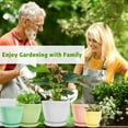 thumbnail image 5 of 5-Pack Plastic Plant Pots with Drainage Holes and Saucer Trays, 7.5/6.7/6/5/4.1 Inch Flower Pots, Multicolor Planters for Indoor & Outdoor Plants, 5 of 8