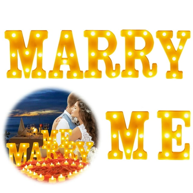 Marry Me Sign Kits Proposal Decorations for Romantic Night Valentine‘s Wed Engagement Party