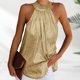 thumbnail image 5 of Camisetas De Verano Camisetas de verano para mujer, elegante, brillante, con cuello halter, sin mangas, para fiesta (dorado XL) Ygjytge para Mujer oro T S, 5 of 8