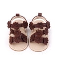 thumbnail image 2 of Baby Girls Summer Sandals with Knit Flower Open Toe Flat Beach Shoes Soft Sole Indoor Crib Walking Shoes Coffee 4 Infant, 2 of 5