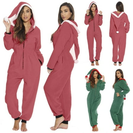 

Women Christmas Pajamas Santa Sleepwear Xmas Hooded Nightwear Pyjamas Home Dress