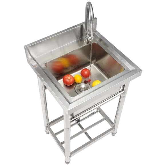 Fregadero utilitario de acero inoxidable VEVOR, 1 compartimento con grifo, 42 x 33 x 22 cm