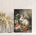thumbnail image 2 of UXIEQU White Rabbit Carrots Floral Canvas Wall Art 15.75x11.81 Inches, 2 of 8