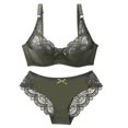 thumbnail image 2 of Lencería Sexy de encaje de talla grande para mujer, Conjunto de sujetador de copa BCDE transparente y grueso, ropa interior transpirable, bragas, 2 of 5