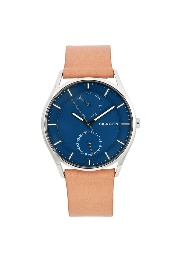Pre-Owned Skagen Holst Multifunction 40mm Blue Dial & Brown Band Men's Quartz WatchSKW6369