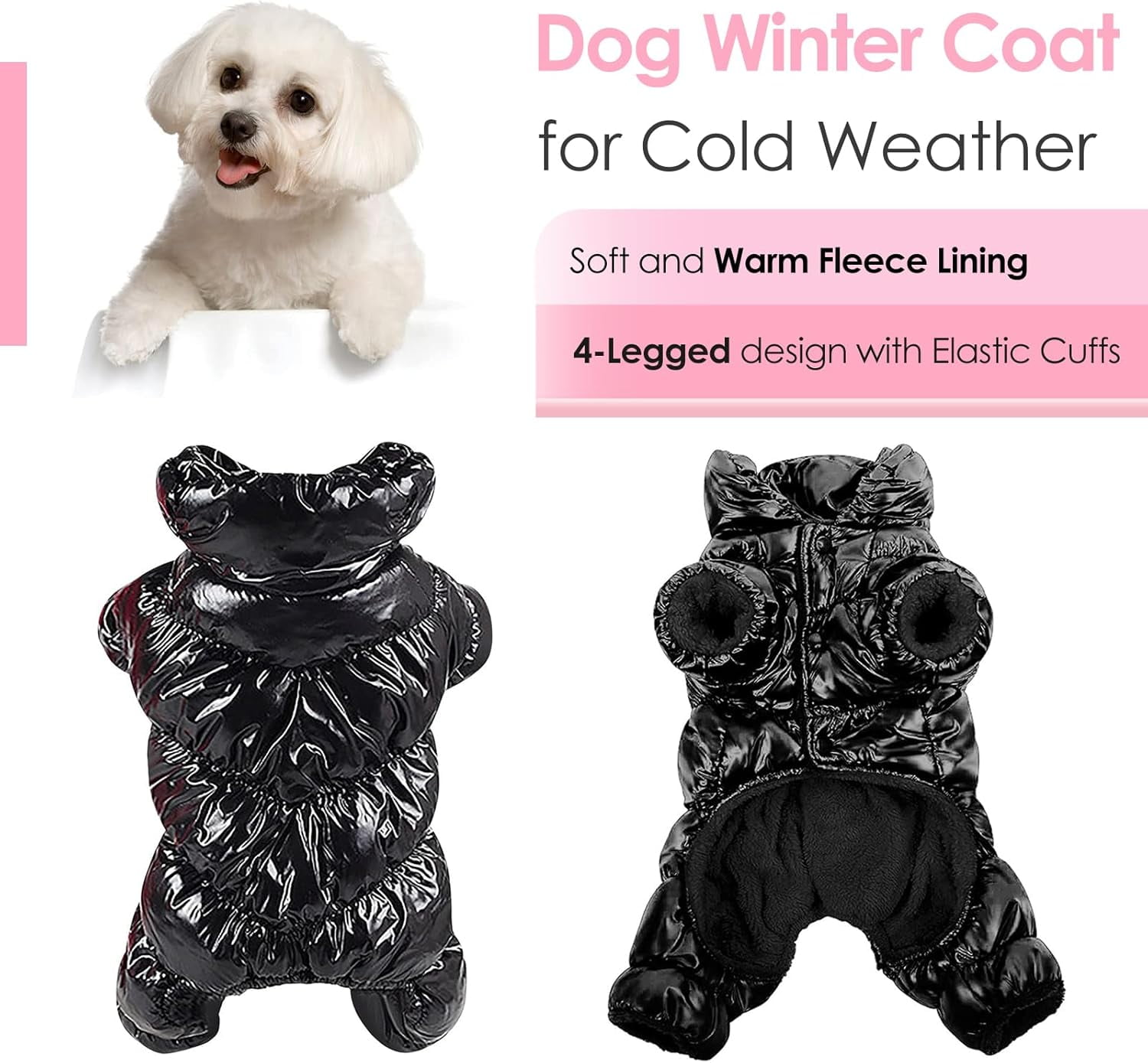 Dog Coat, Waterproof Dog Jacket for Winter, Fullbody Dog Coats Snowsuit, Windproof Puppy Down Jacket Coat, Fleece Winter Vest for Dogs, Cold Weather Dog Coats for Small Dogs