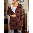 thumbnail image 3 of Halloween Day Cardigan Sweaters for Women V-Neck Open Front Cardigan Bat Printed Mid-Length Cardigans, 3 of 6
