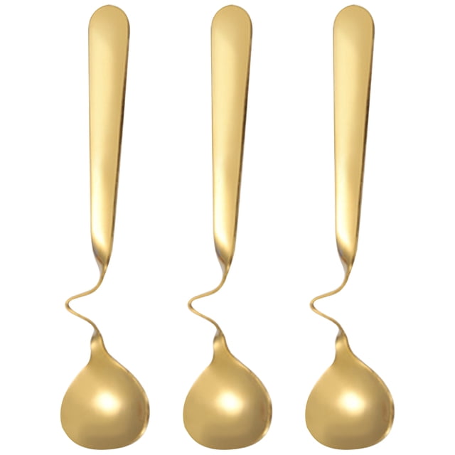 3Pcs Kitchen Honey Spoons Decorative Dessert Spoons Curved Handle Spoons Home Hotel Spoons