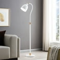 thumbnail image 6 of Evelyn&Zoe Vincent Adjustable/Arc Floor Lamp with Metal Shade, Matte White/Brass/Matte White, 6 of 11