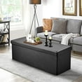 thumbnail image 2 of 45 Inches Foldable Storage Ottoman Bench, Faux Leather Storage Bench, Storage Chest Padded Seat Footrest Stool, 2 of 11