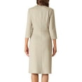 thumbnail image 3 of INSPIRE CHIC Women's A-Line Dress Contrast Color Wear-to-Work Tweed Trim Dresses L Grey Beige, 3 of 5