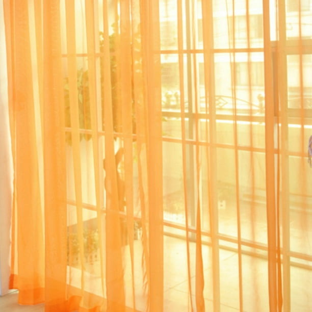 Bewildely La cortina transparente con filtro de luz transforma las ventanas con elegancia y estilo, reutilizable y fácil de limpiar. Decoración del hogar naranja