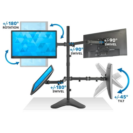 Mount-It! - Quad Monitor Desk Stand - Black