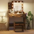 thumbnail image 6 of Vanity Desk with Lights, White Makeup Table with Mirror, 3 Light Modes, 2 Drawers & Stool, 6 of 6