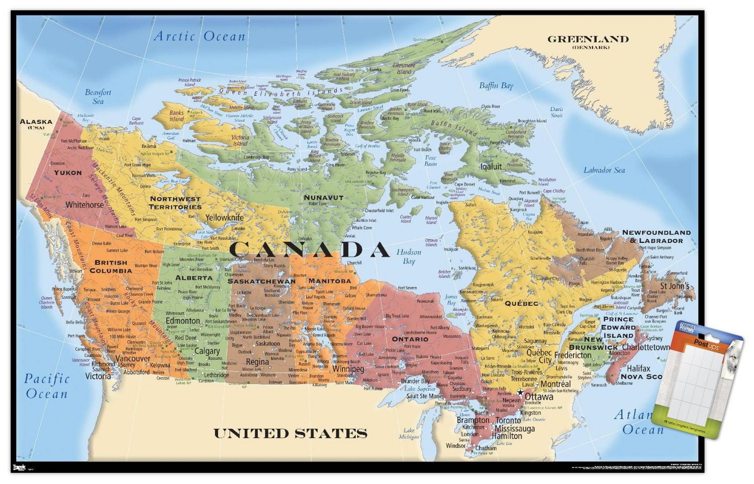 Map - Canada Wall Poster, 22.375" x 34" Framed
