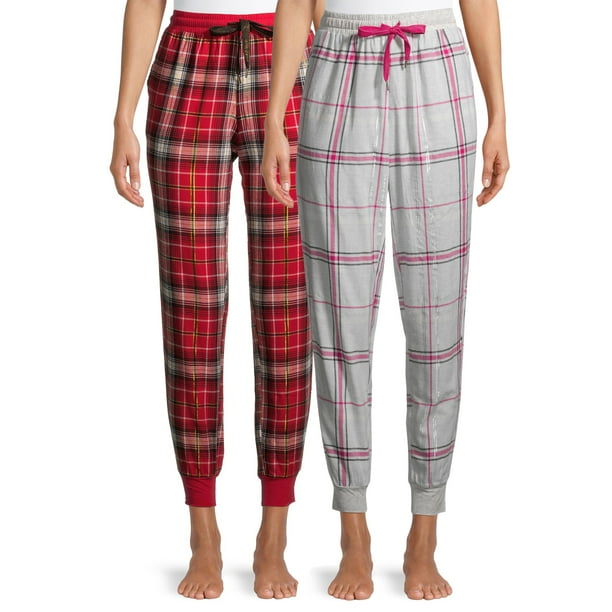 red and black flannel joggers
