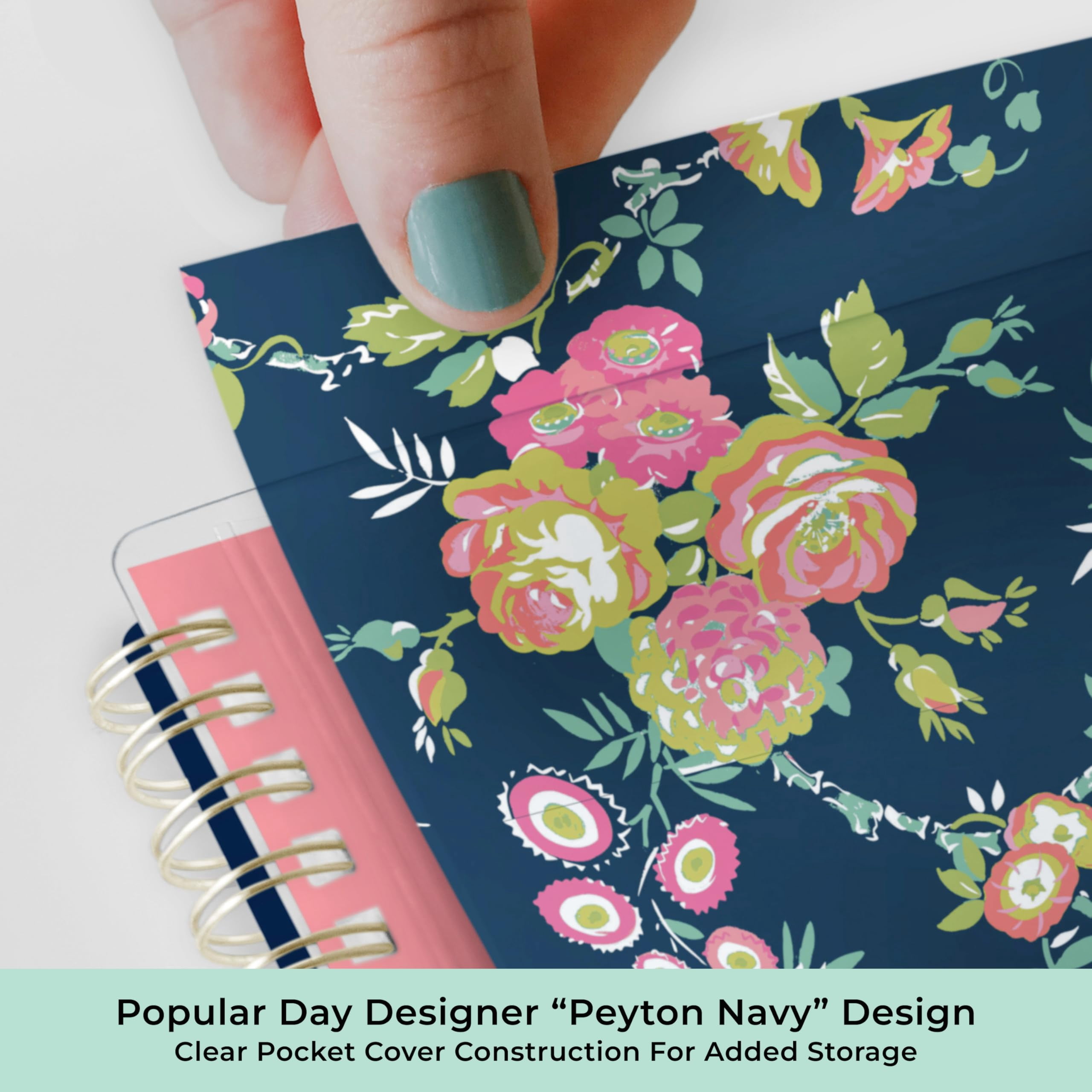 Blue Sky Day Designer 2026-2027 Weekly and Monthly Academic Year Planner Calendar, July 2026 - June 2027, 8.5" x 11", Clear Pocket Cover, Laminated Tabs, Storage Pocket, Stickers, Peyton Navy