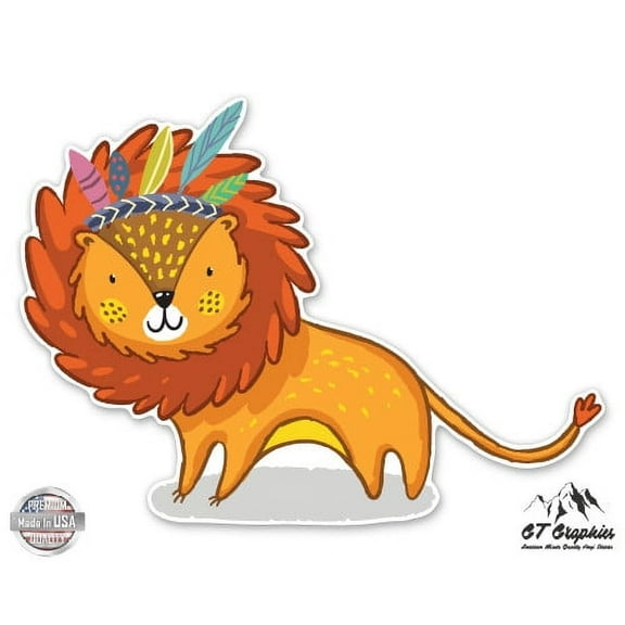 Lion Tribal Cute - 3" Vinyl Sticker - For Car Laptop I-Pad Phone Helmet Hard Hat - Waterproof Decal