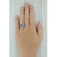 thumbnail image 4 of Rag Jewels 2.00 Ctw Oval Cut Sapphire And White Diamond Wedding Anniversary Band Ring 14K White Gold Plated 925 Sterling Silver 925 Sterling Silver -6, 4 of 4