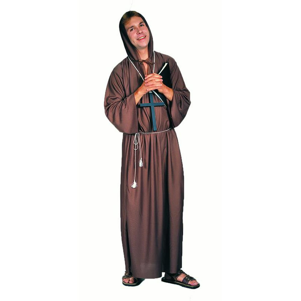 Brown Monk Robe Mens Religious Friar Oblate Halloween Costume-STD ...