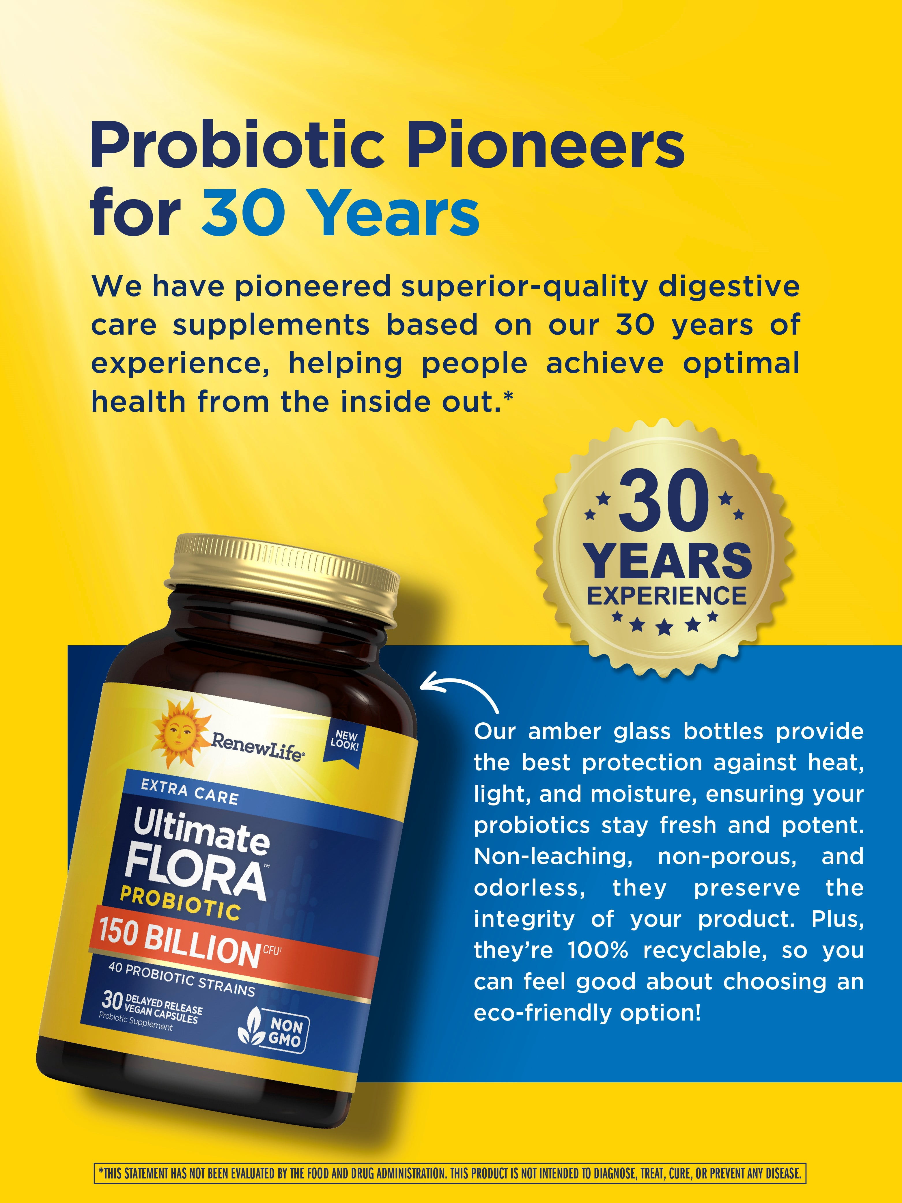 Ultimate Flora Probiotic | 30 Vegan Capsules | 150 Billion CFU |  by Renew Life