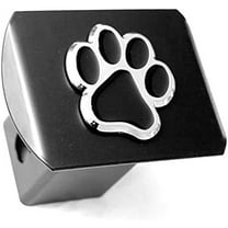 LFPartS Dog Paw Emblem Metal Trailer Hitch Cover (Fits 2" Receivers, Black)