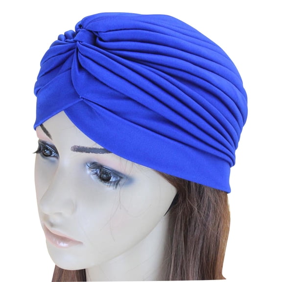 Indian Turban Hat Baotou Yoga Turtleneck Folding for Women(Blue)