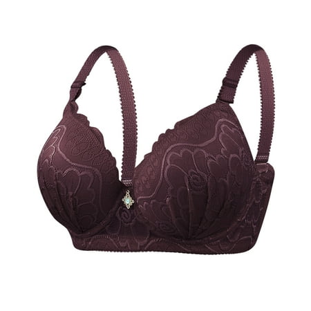 Lovzfmll Bras for Women No Underwire  Womens Seamless Bra No Underwire Comfort Push Up Bras Wireless Bralette Solid Color Steel Ring Oversized Gathering Lightweight Daily Bra Coffee L
