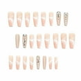 Clear Coffin Nail Tips 24pcs Coral Rhinestone Trapezoid Nail Nail Patch