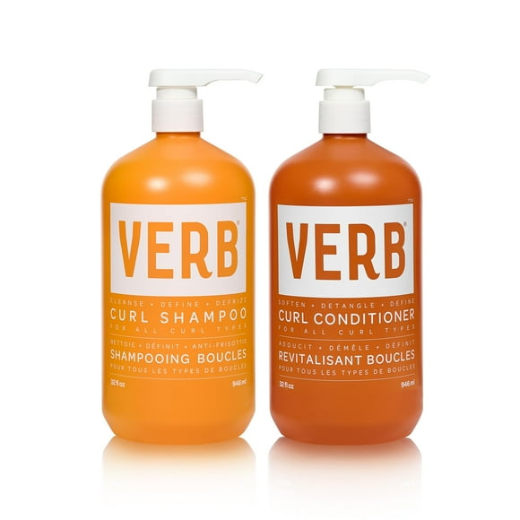 Verb Duo Shampooing et après-Shampooing pour Boucles - Shampooing Définissant les Boucles Doux, Nettoyant et Lissant pour Cheveux Frisés + Adoucit, Définit et Hydrate après-Shampooing Anti-Frisottis - Vegan et Sans Sulfate