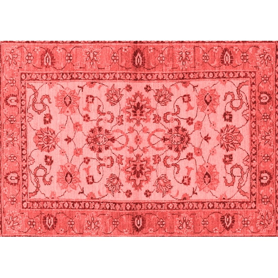 Ahgly Company Machine Washable Indoor Rectangle Abstract Red Modern Area Rugs, 7' x 9'